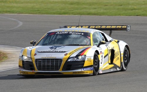 The number 3 Team Rosberg Audi R8 LMS of Kenneth Heyer took the chequered 