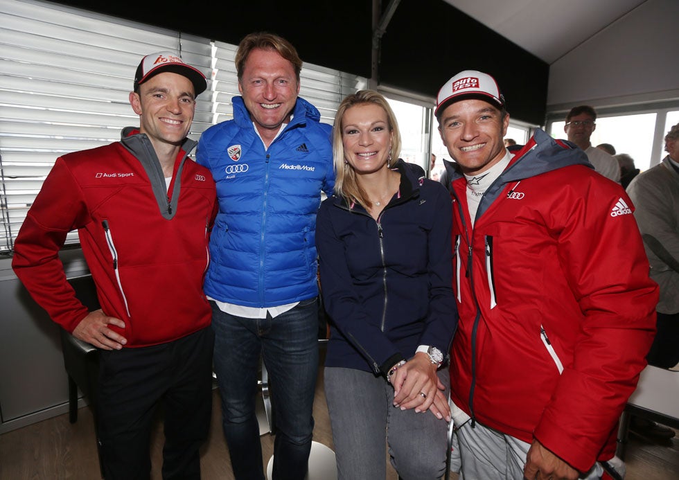 Jamie Green, Ralph Hasenhüttl (Coach FC Ingolstadt), Maria Riesch, Timo Scheider